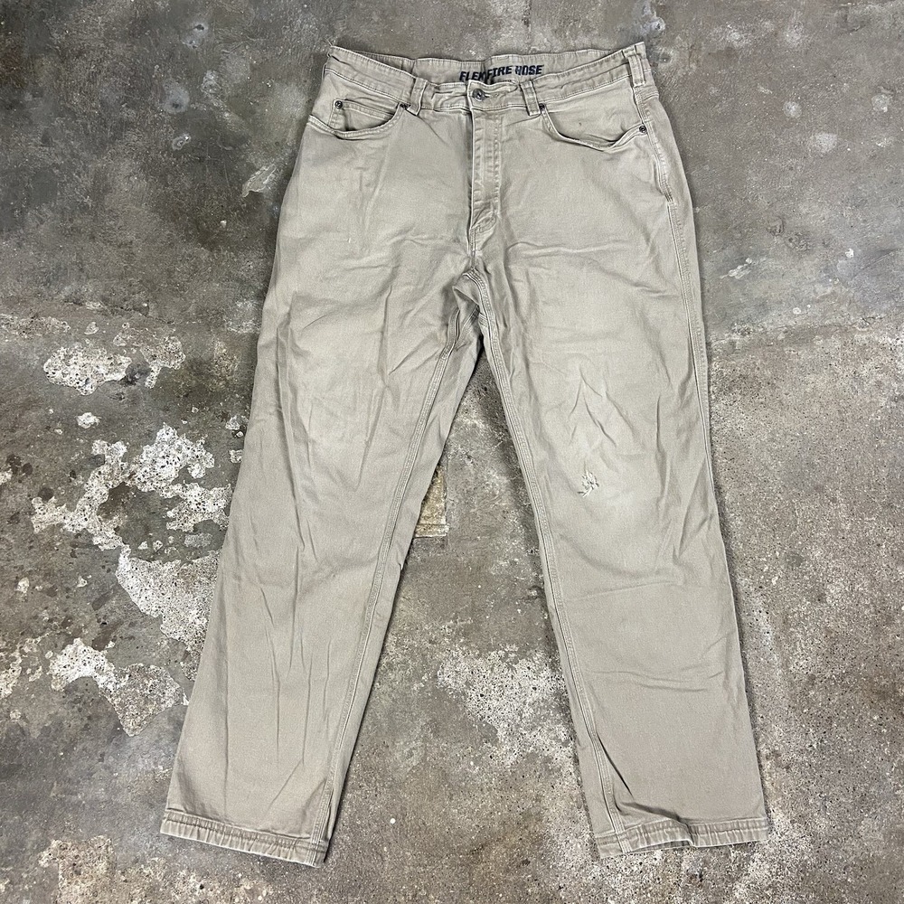 Duluth Trading Co Flex Fire Hose Pants 36x32 Beige Straight Leg Regular Fit